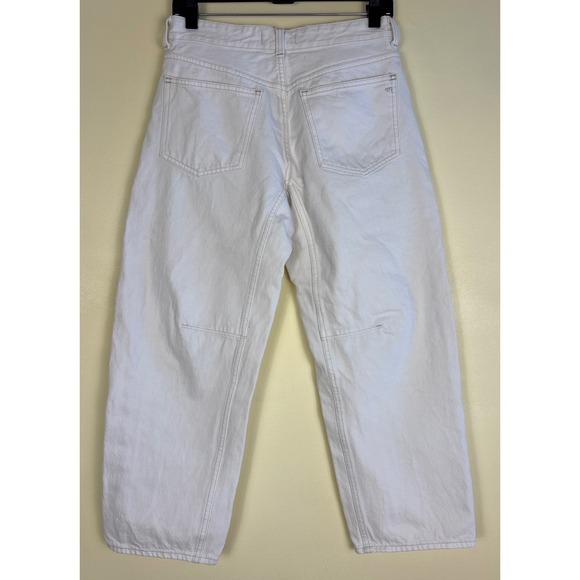 MADEWELL Darted Barrel-Leg Jean White Women Size 25P Smart Casual Everyday Denim - Picture 11 of 16